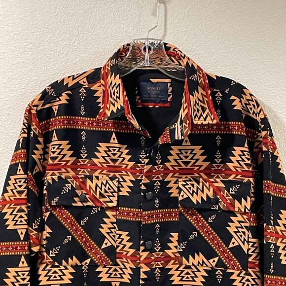 NOMAD By Craft & Flow Men's "Aztec Twill Shacket" Long Sleeve Black/Rust Size M - Picture 5 of 10